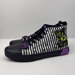 Beetlejuice Men's Striped Printed High‎ Top Sneakers Size 10.5 Black/Purple New